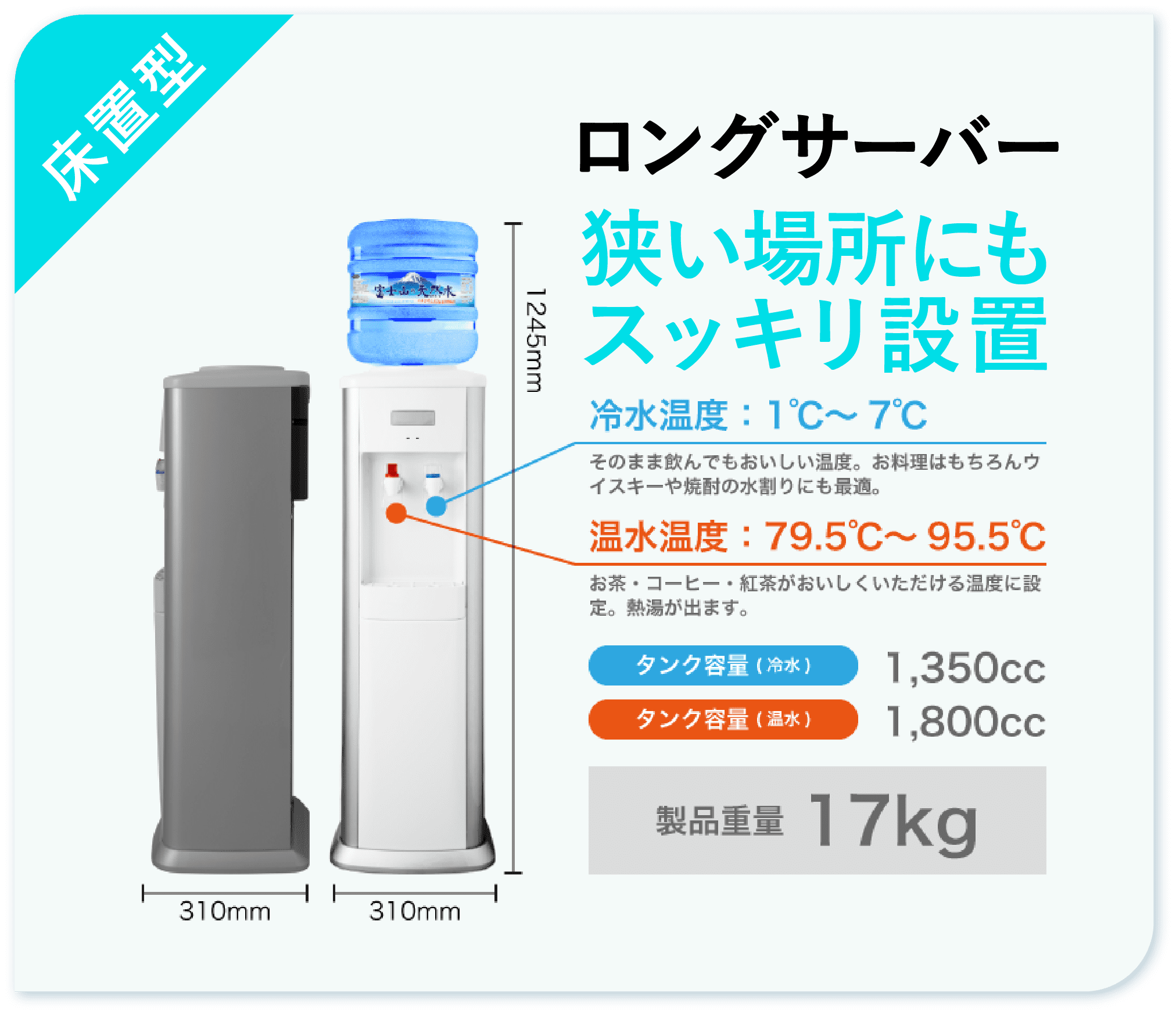 ロングサーバー、狭い場所にもスッキリ設置